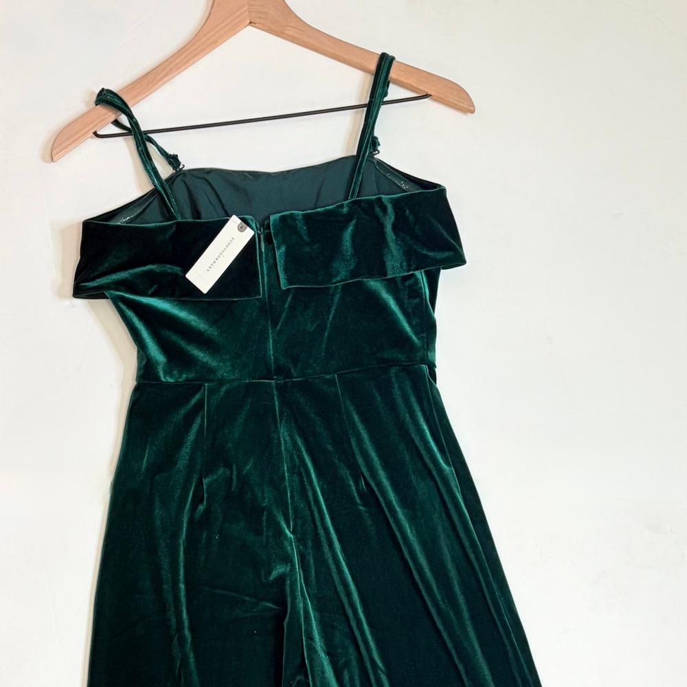 NWT!! Anthropologie COREY LYNN CALTER Green‎ Velvet Wide Leg Jumpsuit X-Small - Picture 10 of 15